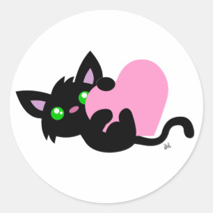 Sticker à Kitty noir de la Saint-Valentin