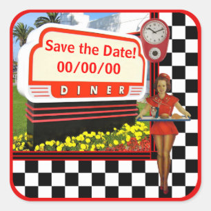 Sticker à la date de sauvegarde pour le dîner rétr