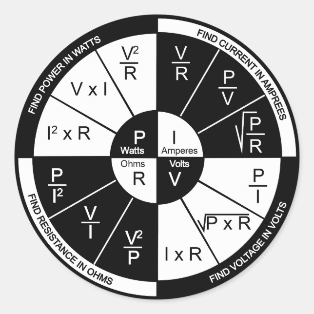 Sticker à la loi d'Ohm - noir et blanc (Devant)
