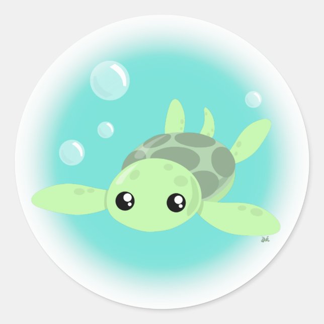 Sticker à la tortue de mer mignonne (Devant)