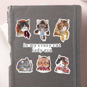 Sticker À l'époque de ma folle dame aux chats drôle et est