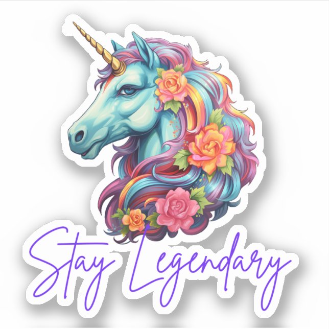 Sticker à licorne arc-en-ciel légendaire (Devant)