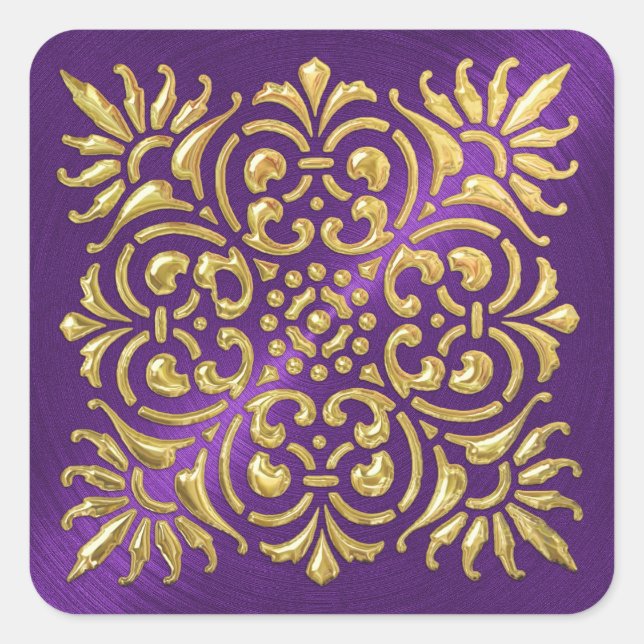 Sticker à look Embossé Ornate Purple et Or (Devant)