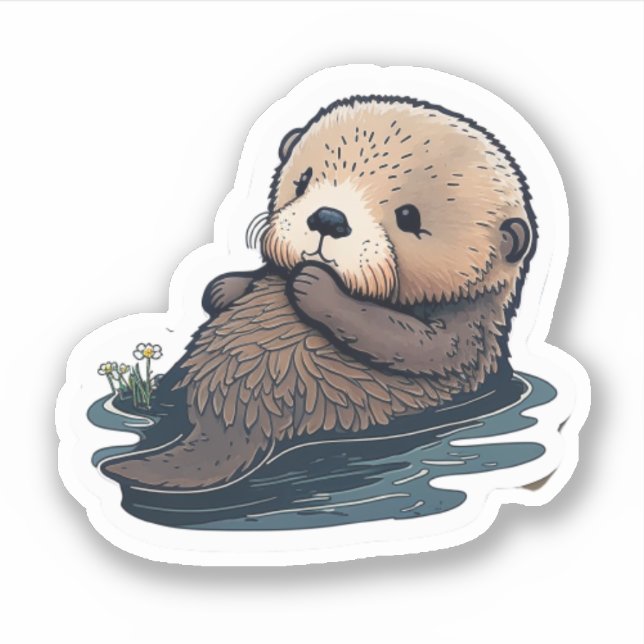 Sticker à loutres de mer mignonnes (Devant)