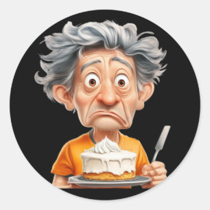 Sticker. A man prepares a cake Classic Round Sticker