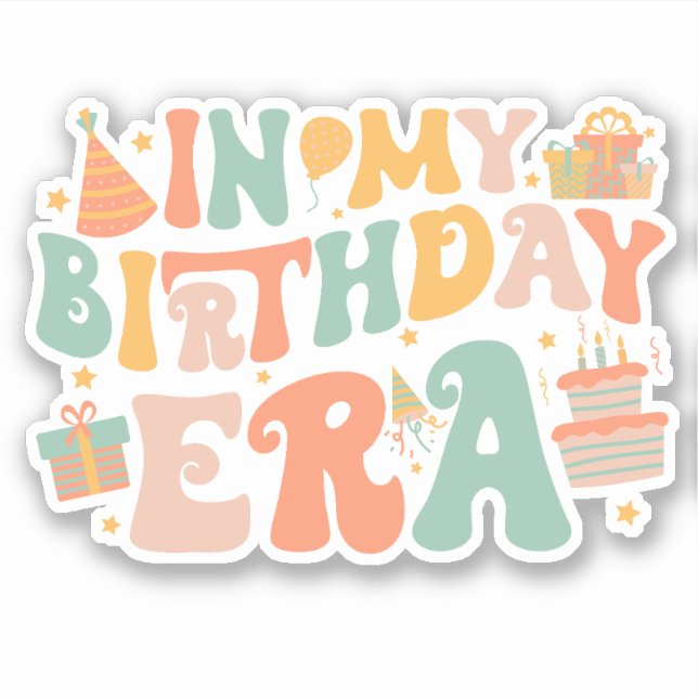 Sticker À mon ère d'anniversaire | Pastel Lettres Super (Devant)