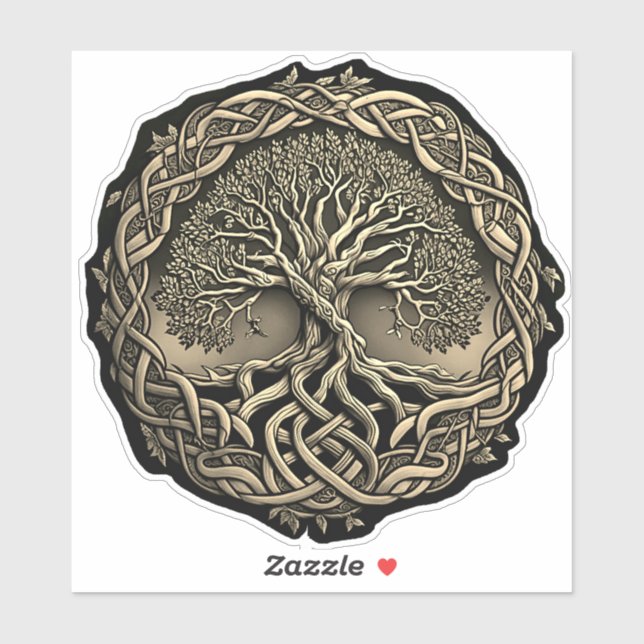 Sticker à noeud celtique de l'arbre de vie (Feuille)