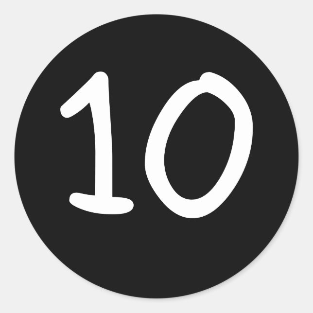 Sticker à numéro personnalisé rond noir (Devant)