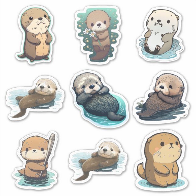 Sticker à Otter de mer de style différent (Devant)