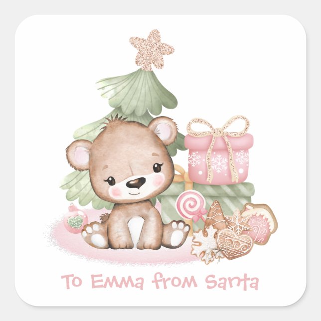 Sticker à ours de Noël mignon | ÉTIQUETTE (Devant)