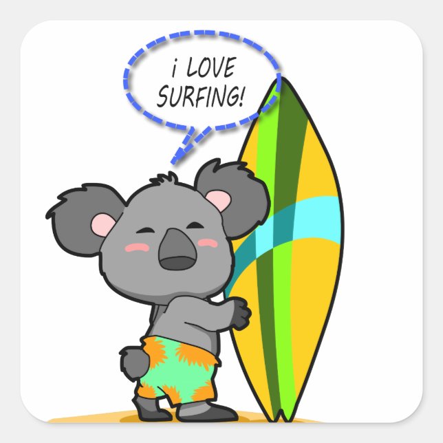 Sticker à ours surf Koala (Devant)