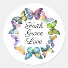Sticker à papillon foi, grâce et amour