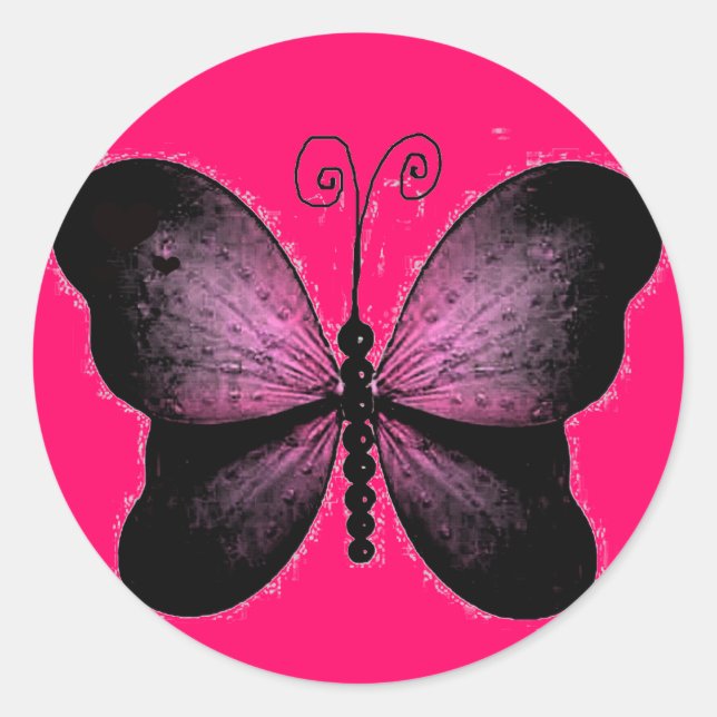 Sticker à papillon noir et rose chaud (Devant)