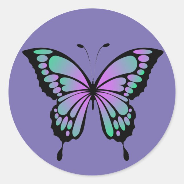 Sticker à papillon vert et violet (Devant)