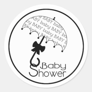 Sticker à parapluie en Baby shower noir et blanc