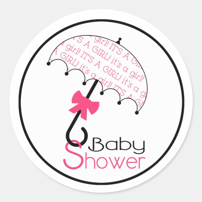 Sticker à parapluie en Baby shower rose et blanc n (Devant)