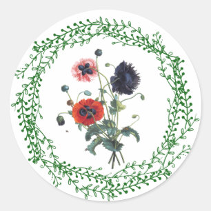 Sticker à pavot, Lustré, Petit, 1½ pouce (feuille 