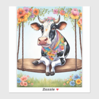 STICKER A PLAYFUL AND HAPPY COW