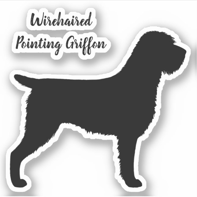 Sticker à poils durs Pointeur Griffon Chien Silhou (Devant)