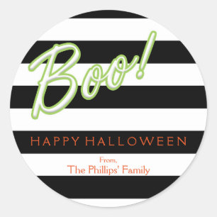 Sticker à rayures noires BOO green chic Halloween