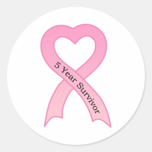 Sticker à ruban rose survivant de 5 ans