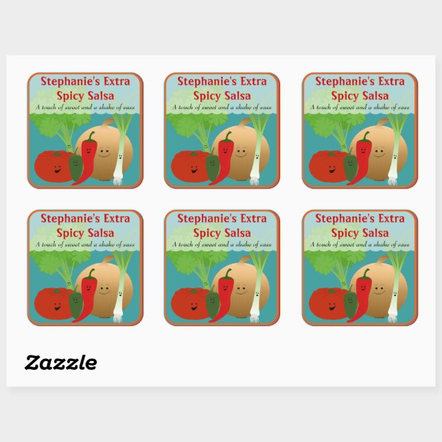 Sticker à salsa Happy personnalisé (Feuille)