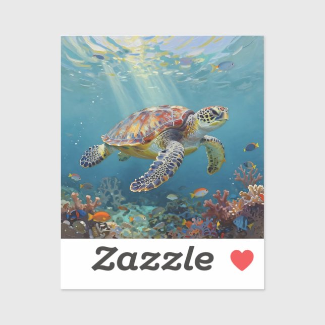 Sticker A Sea Turtle Themed Teal (Feuille)