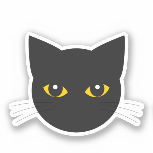 Sticker à tête de chat noir (Recto)