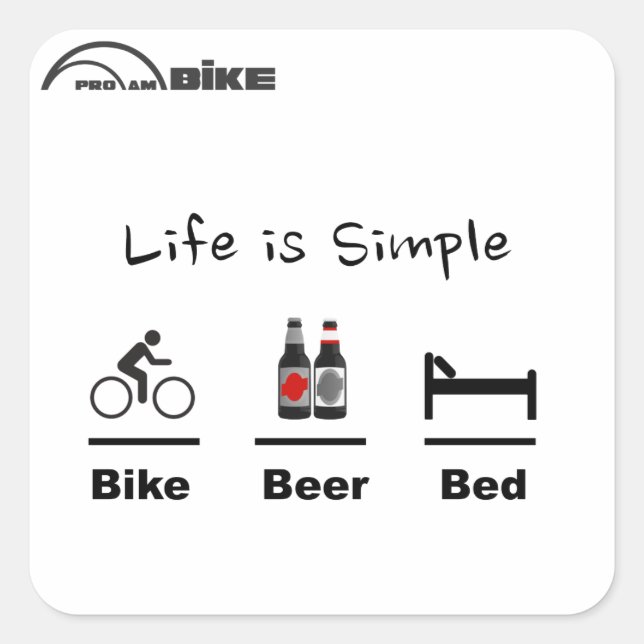 Sticker à vélo - La vie est simple - Vélo - Bière  (Devant)