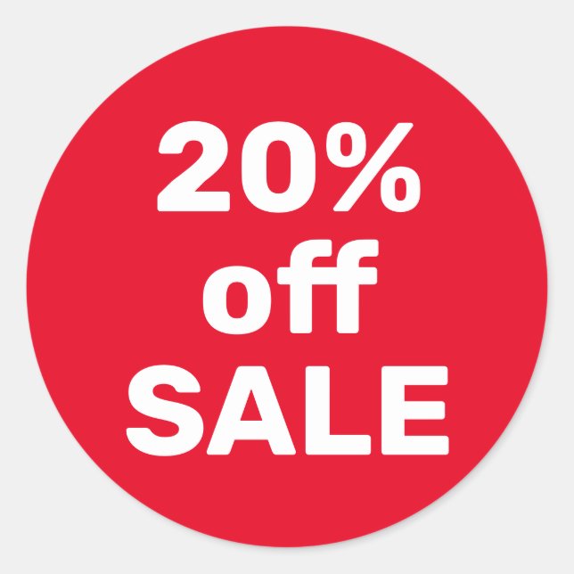 Sticker à vendre 20% de réduction - Rouge & Blanc  (Devant)