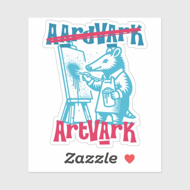 Sticker Aardvark Artvark Drôle NOMS D'ANIMAUX (Feuille)