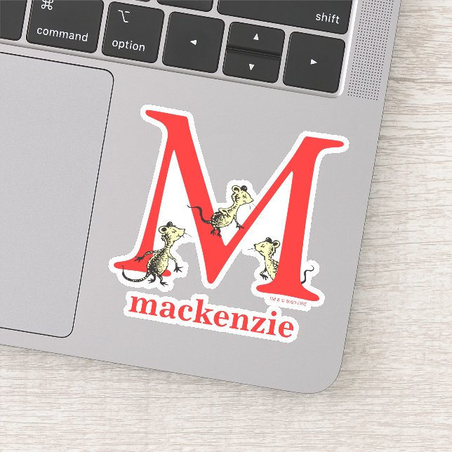 Sticker ABC du Dr Seuss : Lettre M - Blanc | Ajouter Votre (Détail)