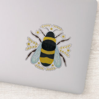 Sticker Abeille avec étoiles et feuille