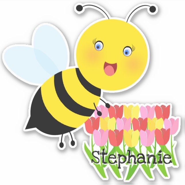 Sticker Abeille dans Tulip Garden (Devant)
