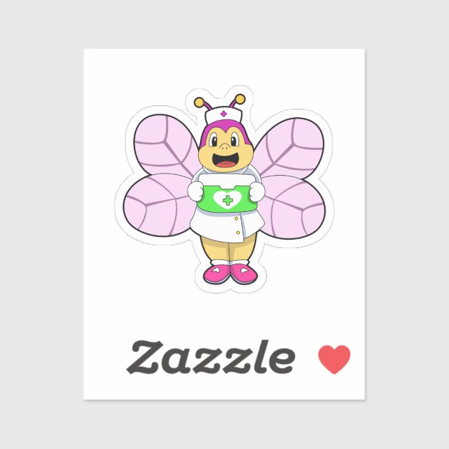Sticker Abeille en tant qu'infirmière avec trousse First a (Feuille)