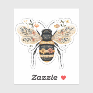 Sticker Abeille florale fantaisiste