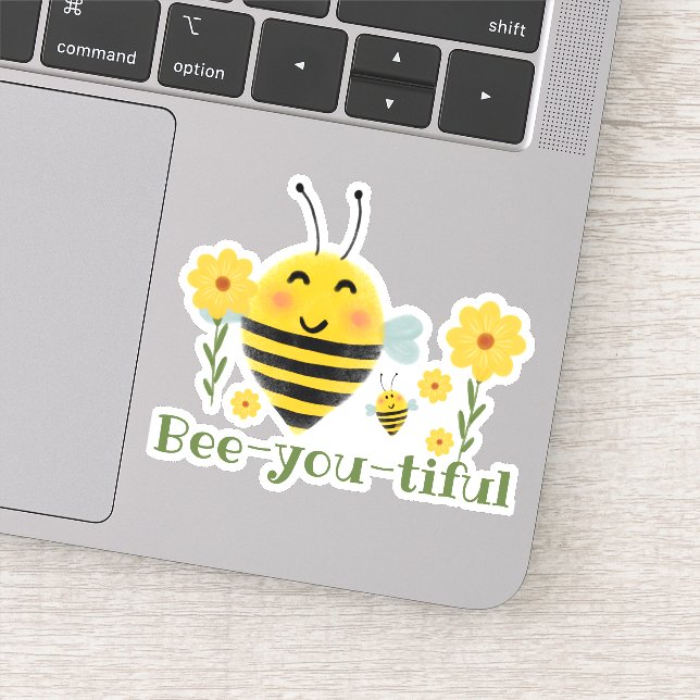 Sticker Abeille mignonne-toi tiful Abeilles vert et jaune  (Détail)