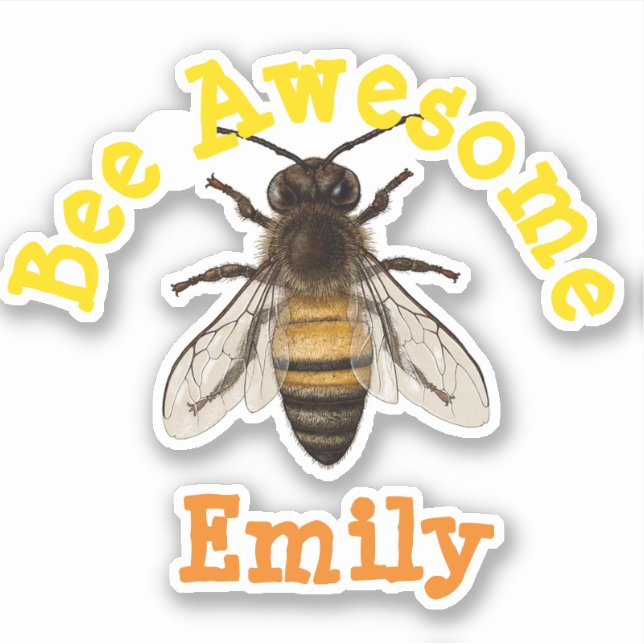 Sticker Abeille personnalisée géniale (Devant)