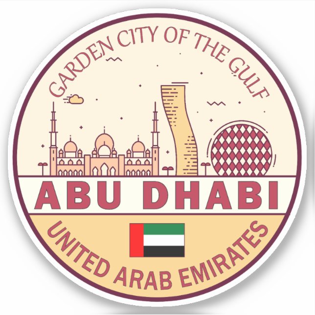 Sticker Abou Dhabi Émirats arabes unis Emblem Skyline (Devant)