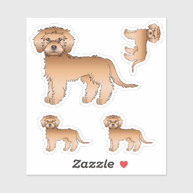 Sticker Abpricot Mini Goldendoodle Cute Cartoon (Feuille)