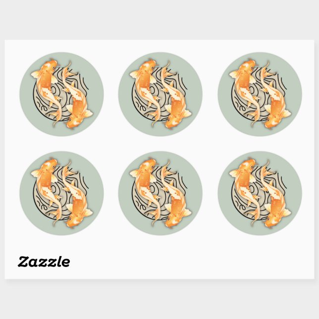 Sticker Abstrait Koi Classic Round (Feuille)