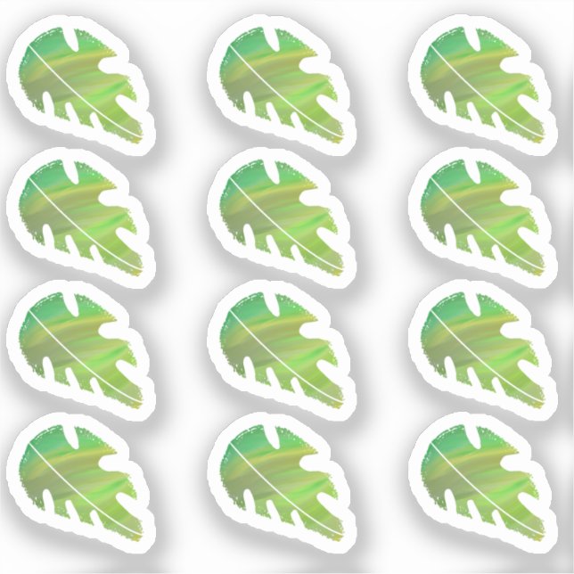 Sticker Abstrait Monstera Leaf Liquid Green Sticke (Recto)