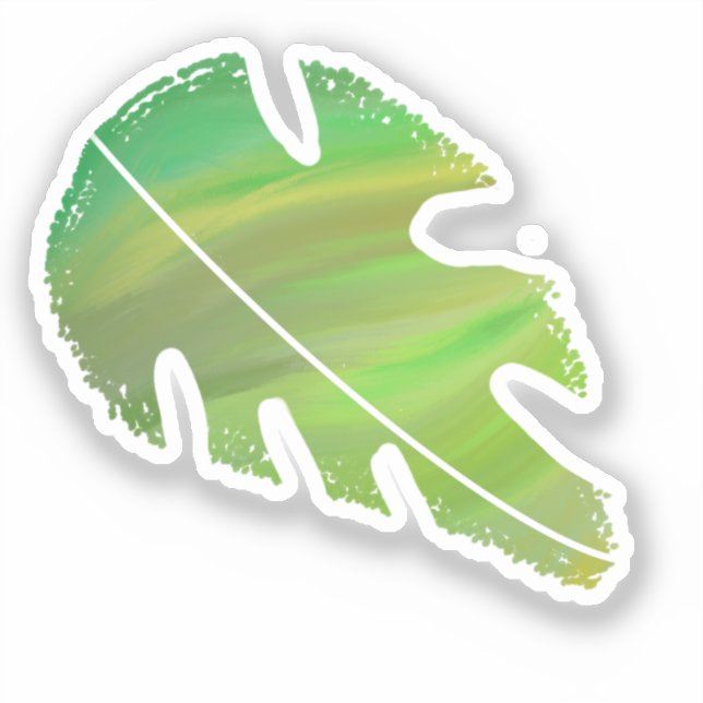 Sticker Abstraite feuille de Monstera vert liquide (Recto)