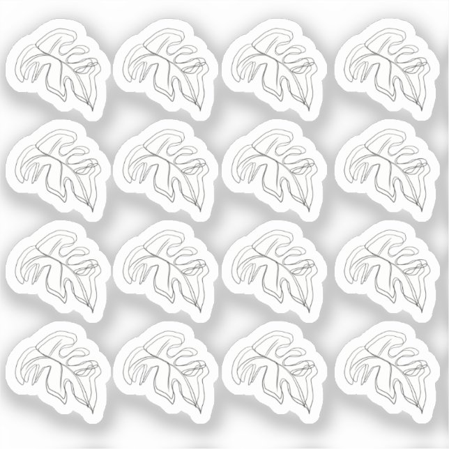Sticker Abstraite feuille Monstera noir blanc (Recto)