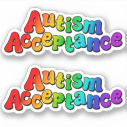 Sticker Acceptation de l'autisme Typographie arc-en-ciel