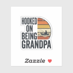 Sticker Accro à être grand-père pêche rétro vecteur concep