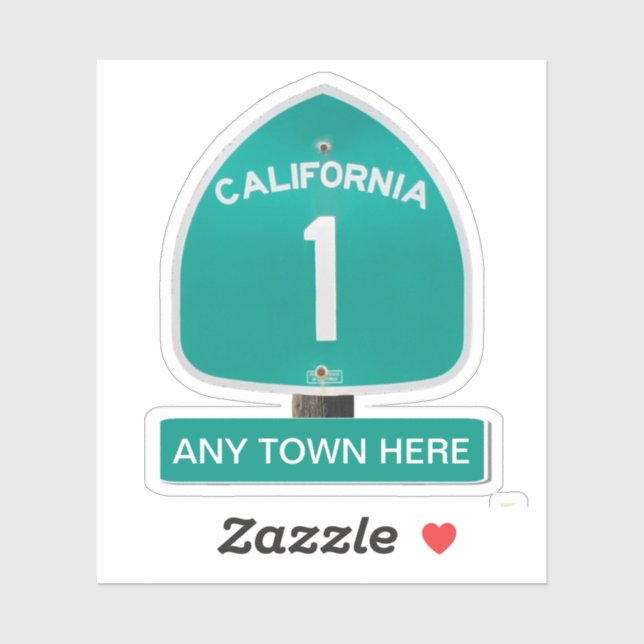 Sticker Adaptable California Highway 1 avec N'IMPORTE QUEL (Feuille)