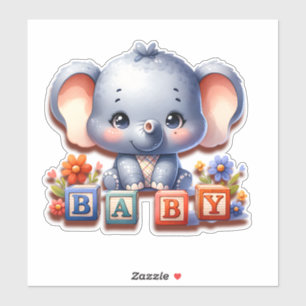 Sticker Adorable Baby Girl Elephant Speller