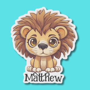 Sticker Adorable Big Eyed Lion Monogramme étanche