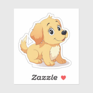 Sticker Adorable Chiot Anime, Gros Yeux Étincelants, Petit
